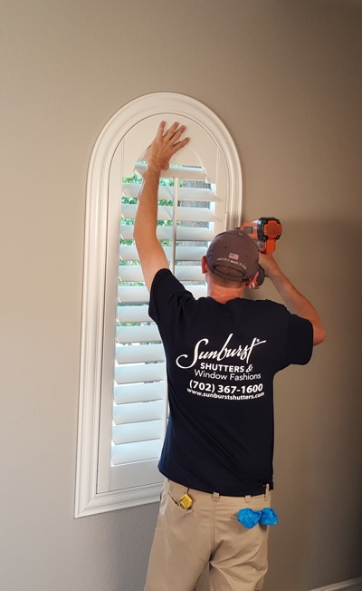 Shutter install in New Brunswick family room